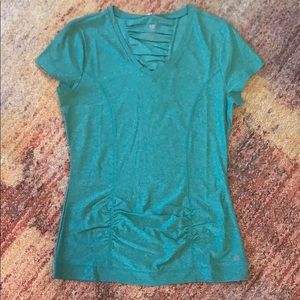 Emerald green, ruched workout top